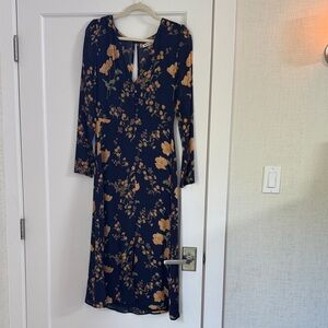 Reformation Navy and Orange floral Dress
